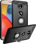 Unistuff Back Case Cover for Motorola Moto E4 Plus with Magnetic Kickstand | Premium Matte Finish | Camera Bump Protection | Rubberized Ring Cover - Night Black, 76311