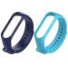 Estrenar Mi Band 3 Strap - Mi Band 4 Strap Original Soft Silicone Adjustable Replacement Wristband Straps, Belt, Bands for Xiaomi M3 & M4 Fitness Band (Sky Blue, Navy - Pack of-2)