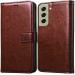 Frazil Leather Flip with Wallet Case with TPU Shockproof Cover for Samsung Galaxy S21 FE 5G, Samsung Galaxy S21 FE (Brown)