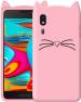 Xykos Pink Silicon Rubber Ultra Slim Soft Cat Kitty Mobile Back Case Cover for Samsung Galaxy A2 Core
