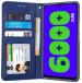 Unistuff Faux Leather Back Case Flip Cover for Infinix Hot 12 Play with ID Card Slot | Foldable Kickstand | 2 Card Slot | 1 Cash Slot - Executive Blue, 57380