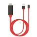 Microware 8 Pin to HDMI Converter Adapter Cable for iPhone 5/5S/6/6s/7Plus/iPad 4/Mini/Air, Red