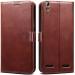 RUPELIK Lenovo A6000 Vintage Leather flip Case Cover| Inside TPU with Card Pockets Wallet Stand Magnetic Closure 360 Degree Complete Protection Vintage Flip Cover for Lenovo A6000 - Brown