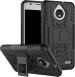 Accessories Kart Motorola E4 Black Plastic, Polycarbonate Shockproof Kickstand Back Case Cover
