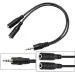 Storite Black Headphone Earphone Jack Y Splitter Audio Adapter Cable