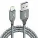 Wayona Nylon Braided USB to Lightning Fast Charging and Data Sync Cable Compatible for iPhone 13, 12,11, X, 8, 7, 6, 5, iPad Air, Pro, Mini (6 FT Pack of 1, Grey)