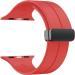 RUPELIK (49mm Silicone Megnatic Lock Strap Red) Soft Silicone iWatch Strap Band Compatible with Apple Watch Ultra 49mm 45mm 44mm 42mm Magnetic Clasp Adjustable Strap For iWatch Series 8 7 6 5 4 3 2 1 SE SE 2nd Gen(Red)