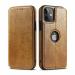 SOFTY SCOTT SERIES LEATHER FINISH FLIP COVER FOR IPHONE 14 - TAN BROWN