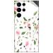 GADGETSWRAP Printed Vinyl Skin Sticker for Samsung Galaxy S22 Ultra - white pink flower