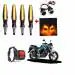 A4s Automotive and Accessories Side LED Indicator Light Set of 4 and Bike Handle Bar LED Blinker Indicator Set of 2 and Switch Combo
