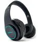 Adcom Black Luminosa - Wireless Bluetooth Over-Ear Stereo Headphone With Rgb Led Lights, 15 Hours Battery Life