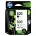 HP 803 2-Pack Economy Black/Tri-Color Original Ink Cartridges