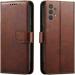 Tingtong Flip Cover for Samsung Galaxy A32 4G | Magnetic Closurer| PU Leather Magnetic Wallet Back Cover Case (Brown)