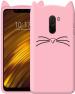 Xykos Pink Silicon Rubber Meow Cat Kitty Mobile Back Case Cover for Poco F1