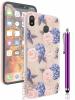 DORRON 3D Floral Back Cover for Samsung Galaxy M20 - Printed Soft TPU Protective and Stylish Girls Case with Stylus Pen - Blue