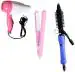 ROMARO Nirvani NV-1290 Foldable Hair Dryer with 2 Speed Setting 1000 WATT Dryer AIO-16b Hair Curler for Women and MINI Ceramic Plate Hair Straightener for Women COMBO (Multicolor) Personal Care Appliance Combo (Hair Dryer, Hair Straightener, Hair Curler)
