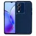 Knotyy Stich Rubberised Back Cover for Vivo Y17s | Inner Velvet Fabric Lining | Matte Silicone Flexible |Raised Bumps for Camera & Screen Protection Back Case Cover - Blue