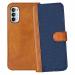 Knotyy MOTO G82, MOTOROLA G82 Blue and Brown Faux Leather Back Cover Flip Cover (Pack of 1)