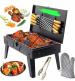 GLOWLIGHT UNIVERSAL Foldable Non-Electric Charcoal BBQ Barbecue Grill for Home (Carbon Steel, Black)