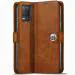 Fastship Realme 9 5G Flip Cover | Full Body Protection | Inside Pockets & Stand | Wallet Stylish Button Magnetic Closure Book Cover Leather Flip Case for Realme 9 5G - Executive Brown