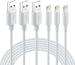Astound Lightning Cable 1.5 M Copper Braiding Lightning To Usb Cable Cord, 2.4A Fast Charging (Compatible With Camera, Computer, Gaming Console, Mp3 Player, Mobile, Smart Watch, Tv, Tablet, White, Pack Of: 3)
