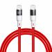 ERD UC-121 USB Type C to C Metal Data Cable, 65W Super Fast PD Charging, High-Speed Data Transfer, Durable, High Strength with 5mm OD cable, 1m Long, Compatible with USB-C Devices, Laptops, White Red