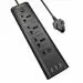 Topway 3 Meter Black USB Power Strip Extension Cord with Spike Guard