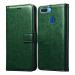 Casotec Premium Leather Kickstand Wallet Flip Case Cover with Magnetic Closure for Realme 2 - Green