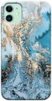 CustomEra iPhone 11 Multicolour Golden N Sky Blu Texture Design Polycarbonate Hard Case Back Cover