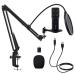 Audio Array AM-C42 Plug & Play Noise Cancelling USB Condenser Microphone with Mute Button/Echo/Volume Knob | Kit with Boom Arm & Wind Filter | Karaoke, Gaming, Skype, Podcast | Mac/PC/Mobile