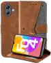 Autofocus Faux Leather Back Case Flip Cover for Samsung Galaxy F04 with ID Card Slot | Foldable Stand | 2 Card Slot | 1 Cash Slot | Magnetic Closure - Executive Brown, 21548