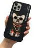 TREEMODA Nimmy 3D Embroidery Leather Black Swag Dog Back Case Compatible with iPhone 14 Pro Max.