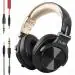 CLAW SM50 Professional Studio Monitoring DJ Headphones with 2 detachable cables (2.8m Coiled Cable & 1.2m Straight Cable with Mic and In-line Controls) (Black Gold)
