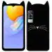 Indiacase Vivo Y53s Black Slim Silicone, Rubber Cat Design, Wireless Charging Compatible Cases & Covers, Display Size-12 mm, 14 x 7 x 5 mm