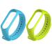 Estrenar Mi Band 3 Strap - Mi Band 4 Strap Original Soft Silicone Adjustable Replacement Wristband Straps, Belt, Bands for Xiaomi M3 & M4 Fitness Band (Light Green, Sky Blue - Pack of-2)
