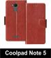 Sbms Coolpad Note 5 Brown Artificial Leather Shock Proof Flip Cover