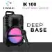 I KALL IK100 10-Watt Portable Bluetooth Speaker with Wired mic Karaoke, RGB LED, FM Radio, AUX, USB, Micro SD, Built in Rechargeable Battery, Black