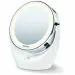 Beurer BS 49 Illuminated Chrome Finish Round Floor Mount Standing Mirror with Bright LED Light with 12 LEDs and Battery Powered
