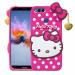Indiacase Honor 7X Pink Rubber Shock Proof, Dual Protection, Silicone, 3D Catoon Kitty, Shock-Absorbent, Wireless Charging Compatible Cases & Covers