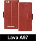 Sbms Lava A97 4G Brown Artificial Leather Shock Proof Flip Cover