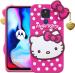 WEBKREATURE Mobile cover for Motorola Moto E7 Plus, Motorola Moto G9, Cute Hello Kitty Case, Soft Girl Mobile cover with Pendant (Pink, Grip Case)