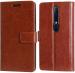 Leyon Brown Artificial Leather Flip Cover For Nokia 6