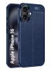 Golden Sand Leather Textured Back Cover Case for Apple iPhone 16 Mobile Phone (ShockProof TPU | Midnight Blue)