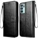 Juberous Vintage Leather Finish Flip Cover for Oppo Reno6 5G | Inside Pockets & Inbuilt Stand | Wallet Style Back Case | Magnet Closure (Black)