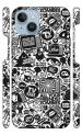 YAPZONE Funky Multi Texts Black and White Background |Designer Printed Hard Back Cover for Apple iPhone 14 Premium & Attractive Case for Your Smartphone