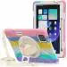 ProElite Rugged 3 Layer Armor case Cover for Xiaomi Mi Pad 6 11inch with Hand Grip and Rotating Kickstand with Shoulder Strap & Pen Holder, Rainbow Pink