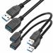 Storite 2 Pack 15cm USB 3.0 Male to Female Extension Cable 5GBps for Laptop/PC/Mac/Printers - Black
