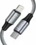 Zoul Mfi Certified 20W Type C To Lightning Fast Charging Nylon Braided Usb C Cable For iPhone 14, 14 Pro, 14 Pro Max, 14 Plus, 13, 13 Pro, 13 Pro Max, 13 Mini, 12, 11, X, 8, 7, 6, 5 Series (2M, Grey)