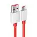eKus OnePlus Warp USB To Type-C Cable 100Cm, Compatible With Smartphone, Red,White