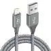 Wayona Nylon Braided USB to Lightning Fast Charging and Data Sync Cable Compatible for iPhone 13, 12,11, X, 8, 7, 6, 5, iPad Air, Pro, Mini (3 FT Pack of 1, Grey)